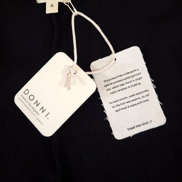 NWT Donni Womens Size Medium The Rib Kick Flare Bell Bottom Pants Black - Picture 8 of 14